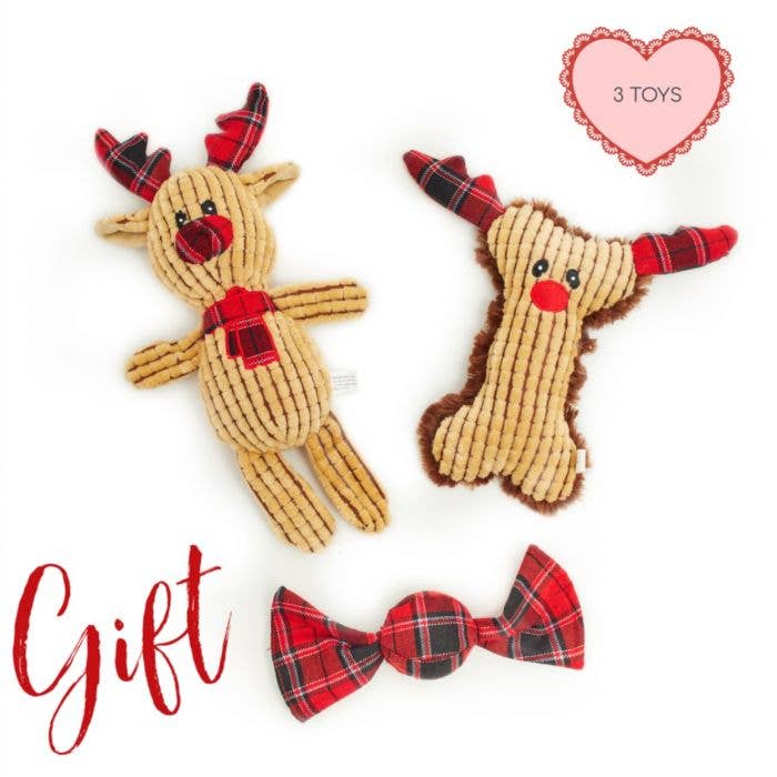 PetLondon - Wholesale Pet plush toy – Dog - Trio Holiday Pet Toy Gift Set1