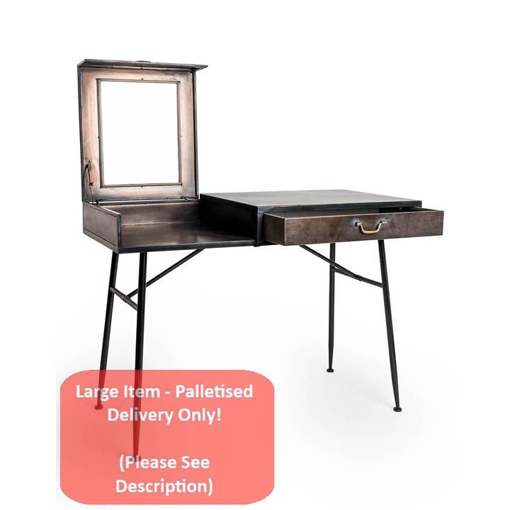 McGowan & Rutherford Ltd - Wholesale Desk Set - Orwell Desk With Concealed Vanity Mirror In Black And Gold2