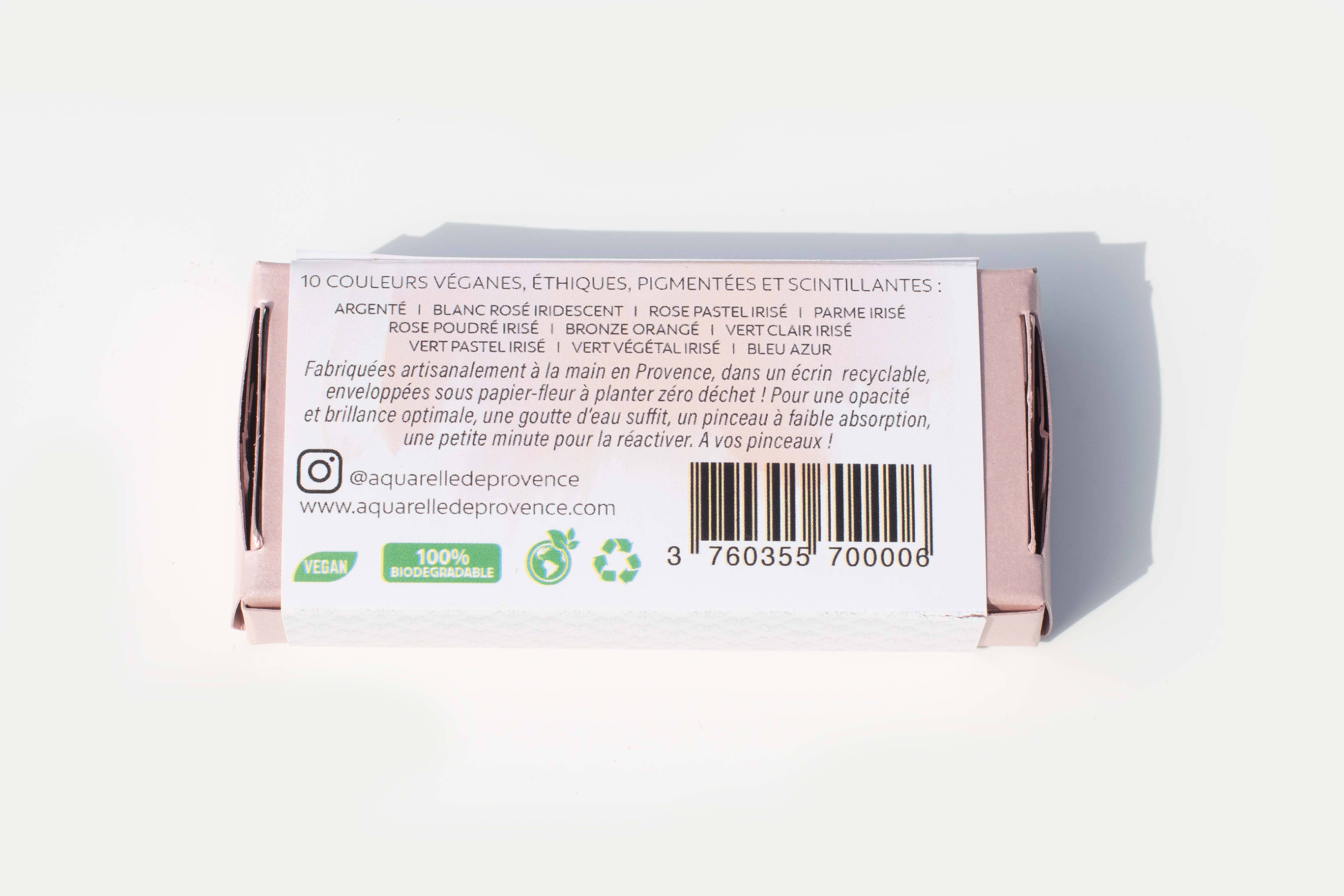 Aquarelle de Provence - Wholesale Watercolor Paint - PALETTE 'PASTEL' - 10 extra-fine metallic watercolors3