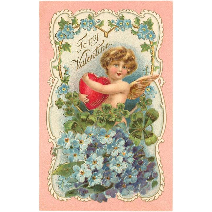 Postkarte VL-12 An meinen Valentin, Amor und Herz für den Großhandel von Found Image Press