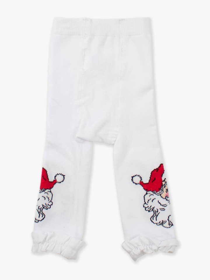 White Girls Santa Joy Patterned Footless Ruffle Tights for wholesale on Faire6