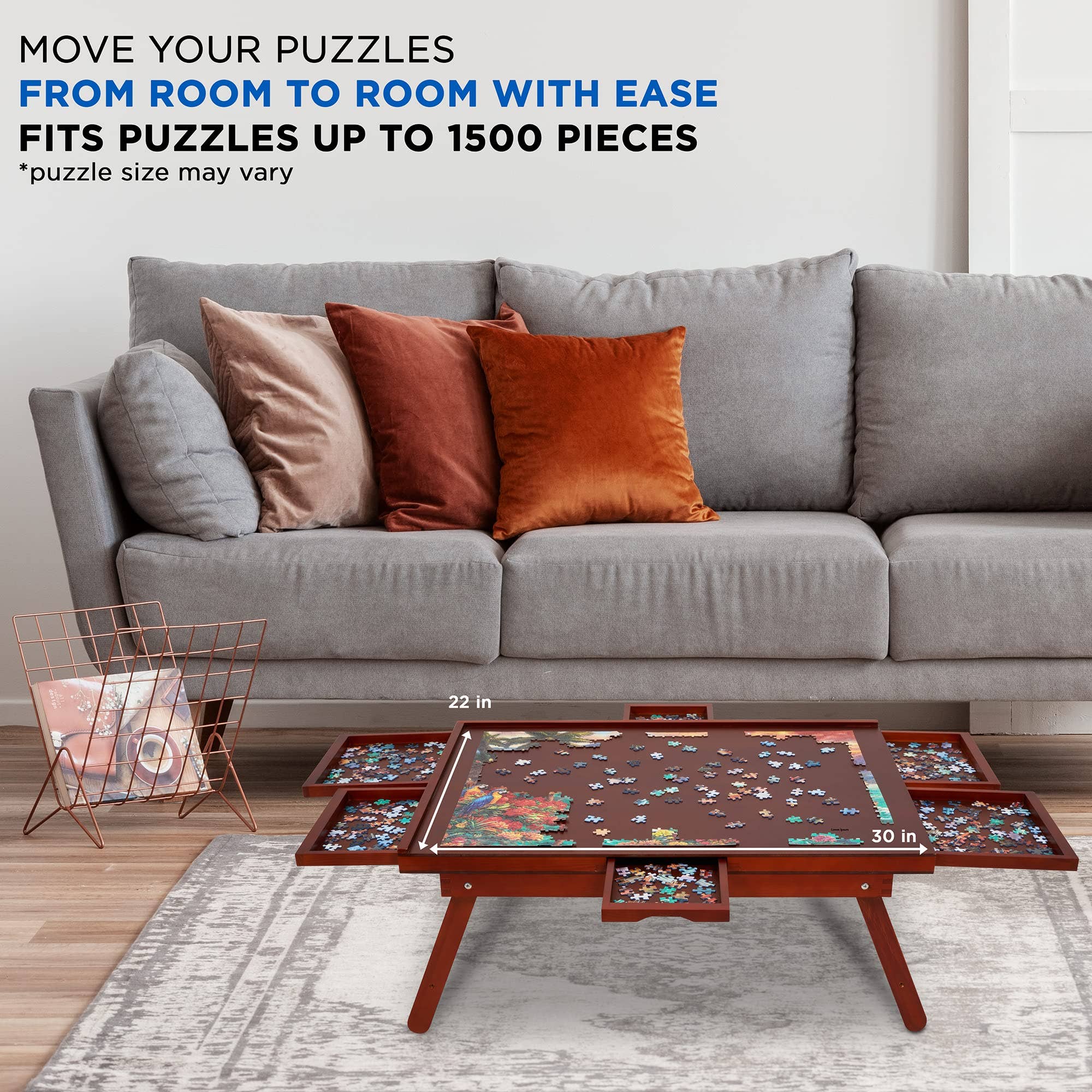 Jumbl - Wholesale Puzzel - Volwassene - Puzzelbord van 1000 stukjes, 23 „x 31" houten puzzel met poten6