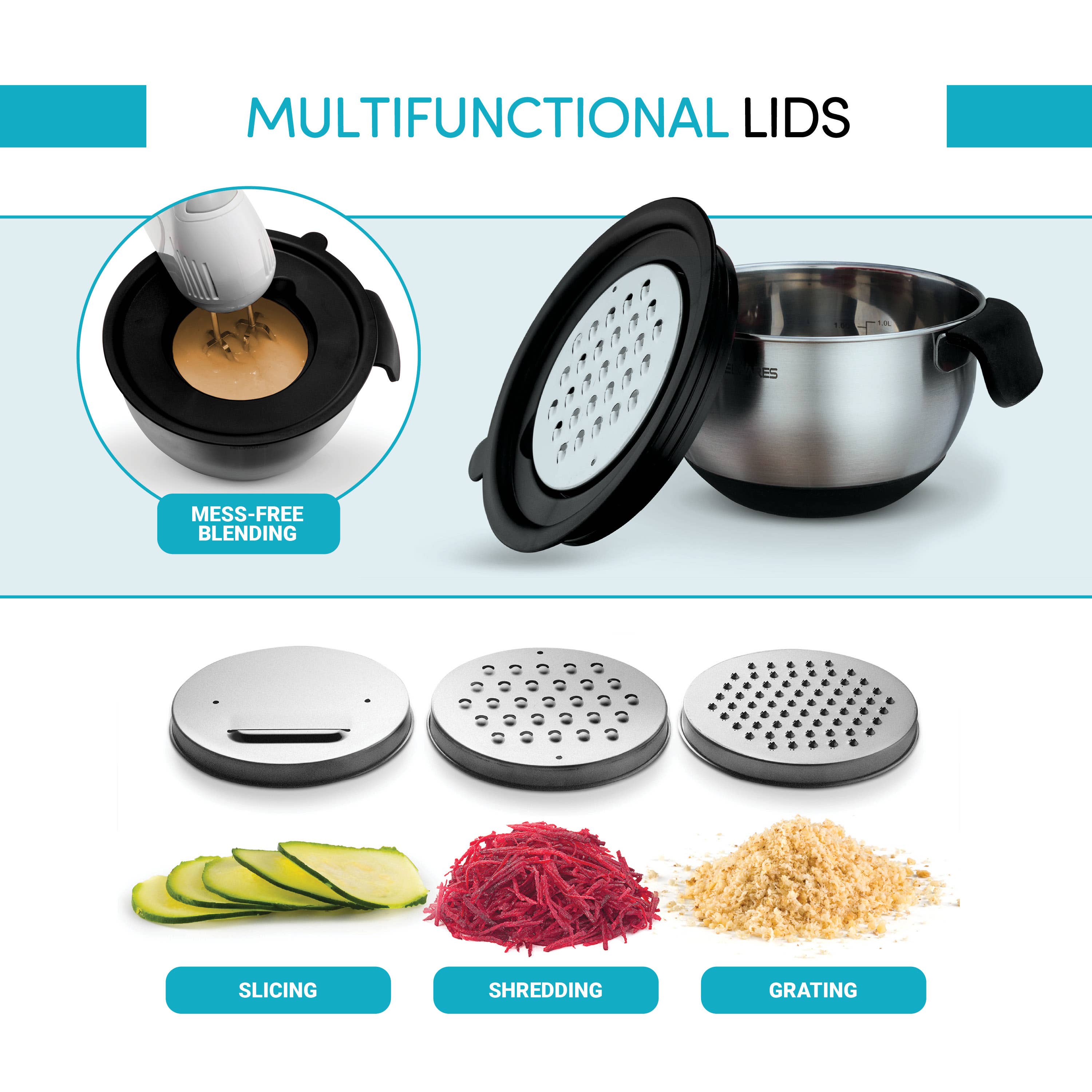 Bambusi - Wholesale Mixing Bowl - Stainless Steel Mixing Bowls Set of 34