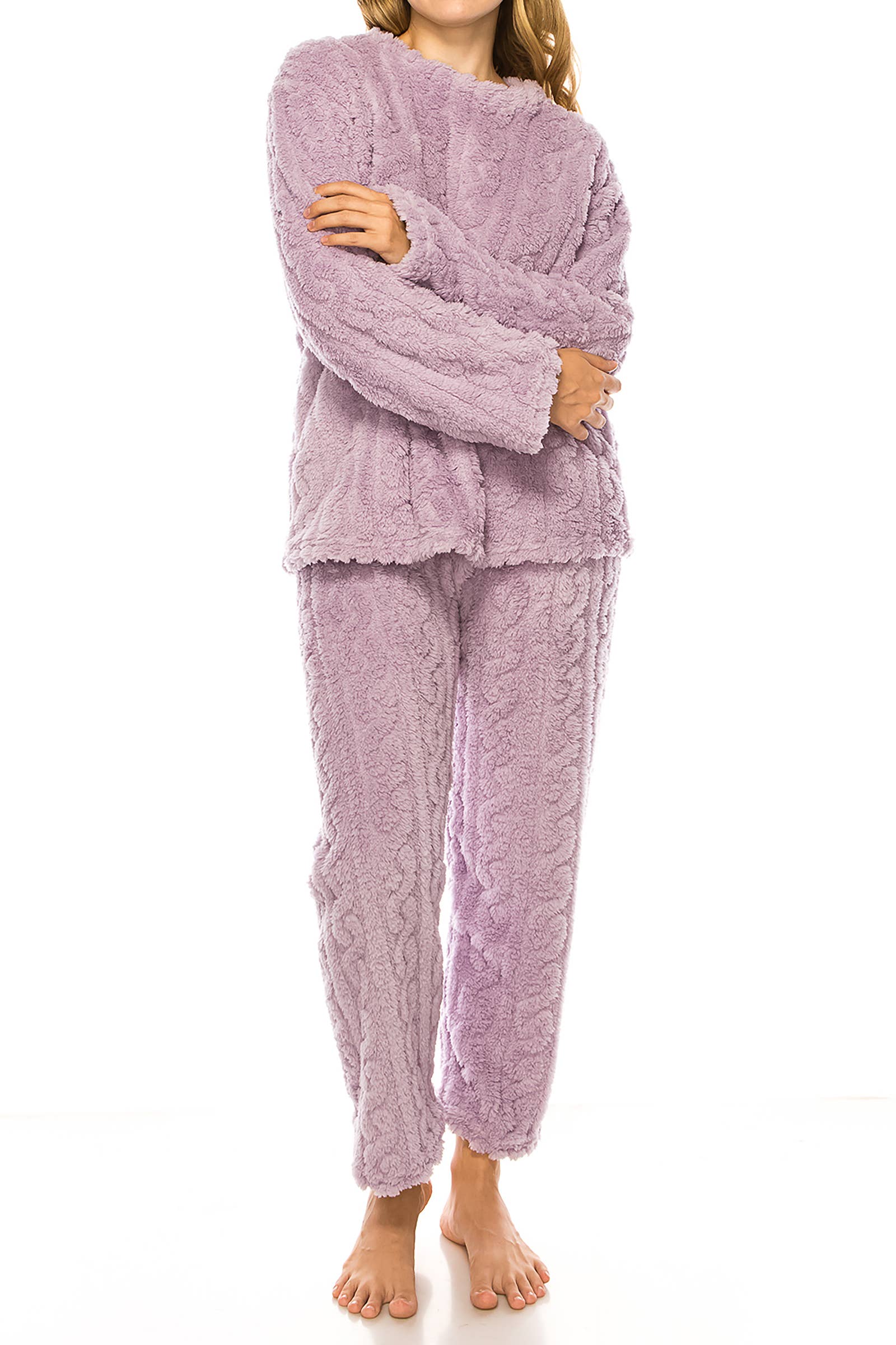 Cap Zone - Wholesale Loungeset - Dames - Kabel Fuzzy Sherpa Fleece Pyjama Sets10