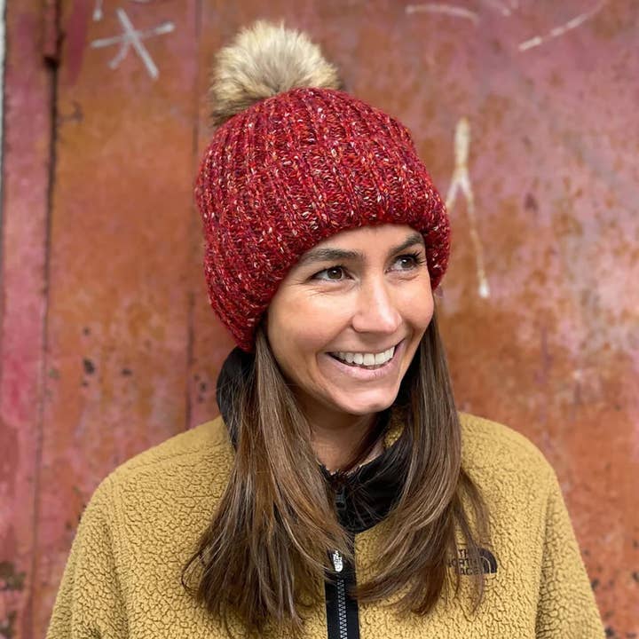 Sprigs - Wholesale Beanie - Women's - Chunky Knit Beanie With Faux Fur Pom