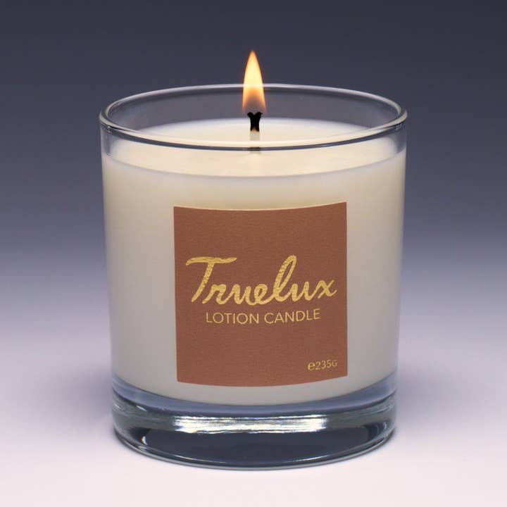 Cashmere Soy Lotion Candle (Warm Vanilla + Tobacco) for wholesale by Truelux