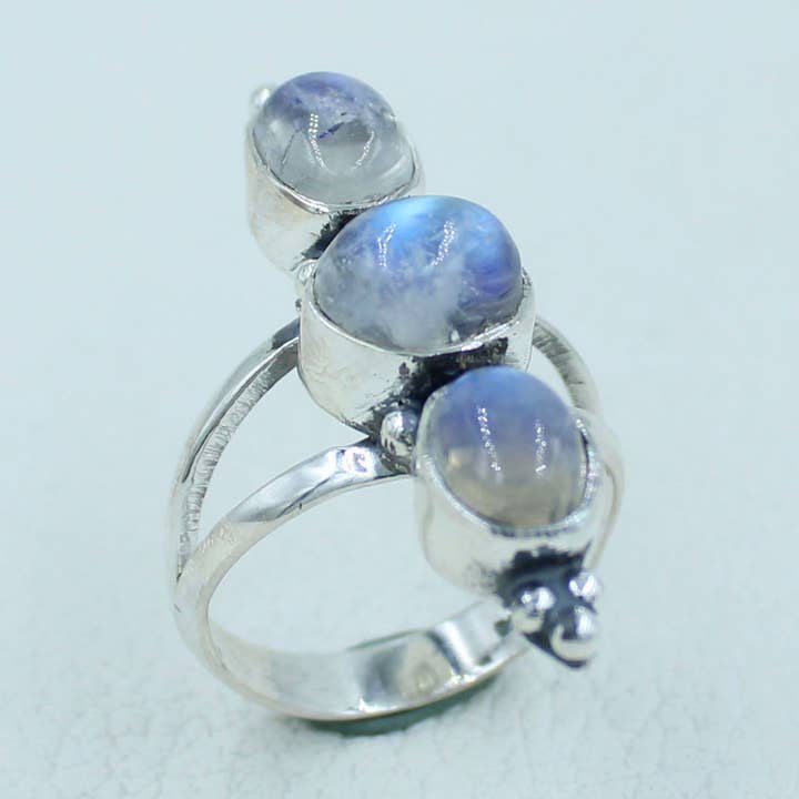 Vibrant flash Moonstone Silver Ring for wholesale by Silvex Jewelry