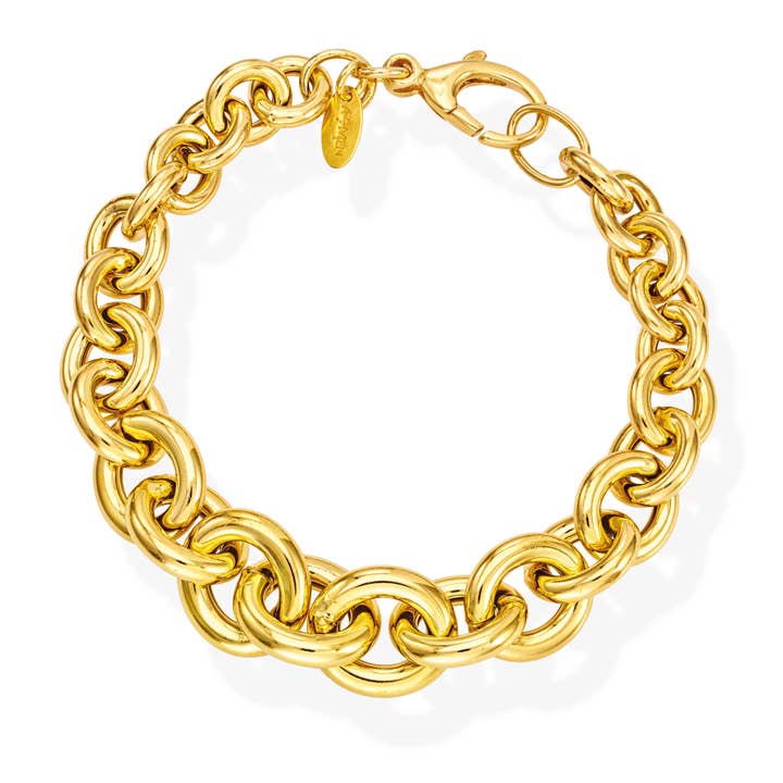 Cable Chain Bracelet In Golden Sterling Silver for wholesale by Amen Gioielli