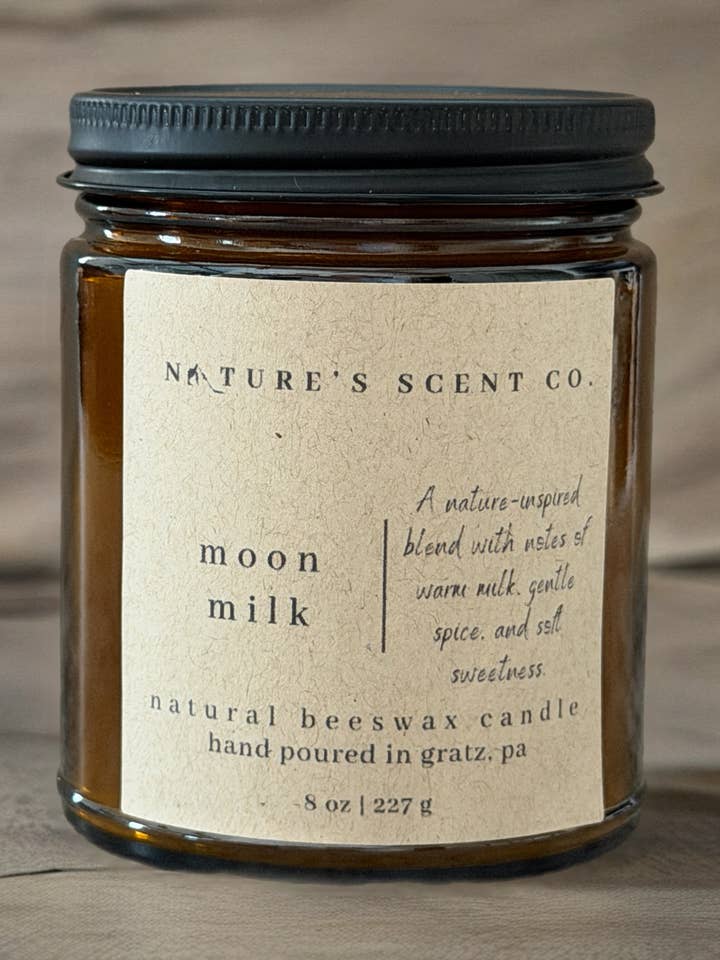 Lait de Lune | Bougie en Cire d'Abeille | Mèche en Bois pour la vente par Nature’s Scent Co