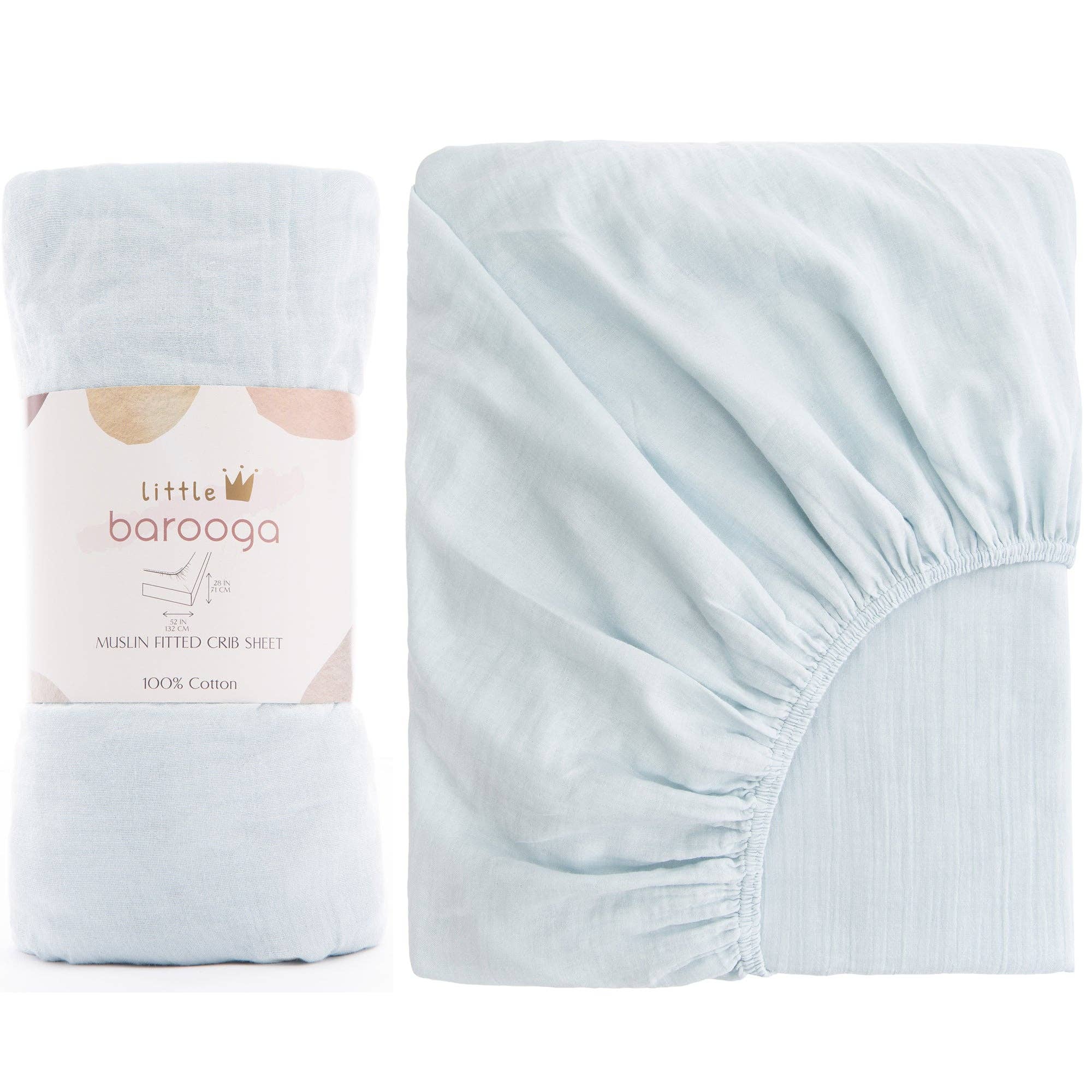 Barooga - Wholesale Cot/Crib Sheets - Muslin Crib Sheets for Boys and Girls, 28"x 52" + 9"6
