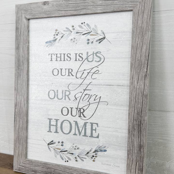Summer Snow Art - Wholesale Sign - This Is Us Our Life Our Story Our Home Framed Art Sign