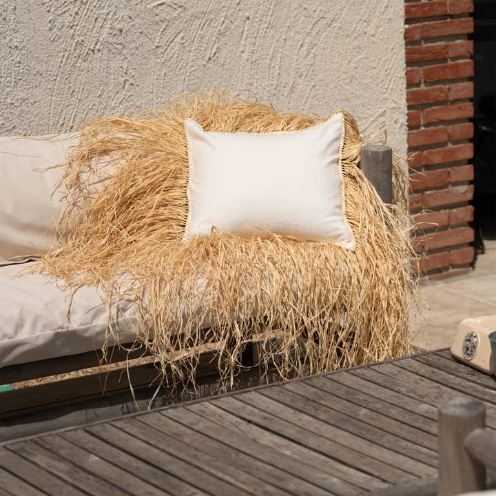 XXL-Kissenbezug mit Raphia-Fransen für den Großhandel von Collection Maroc