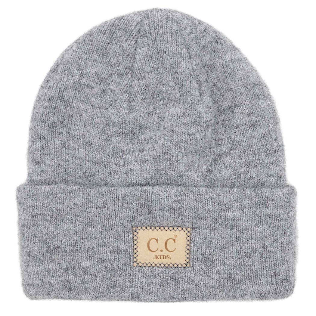 Fashion City – Engroshandel Beanie - Børn – Børn Ruskind Patch Heather Classic Beanie3