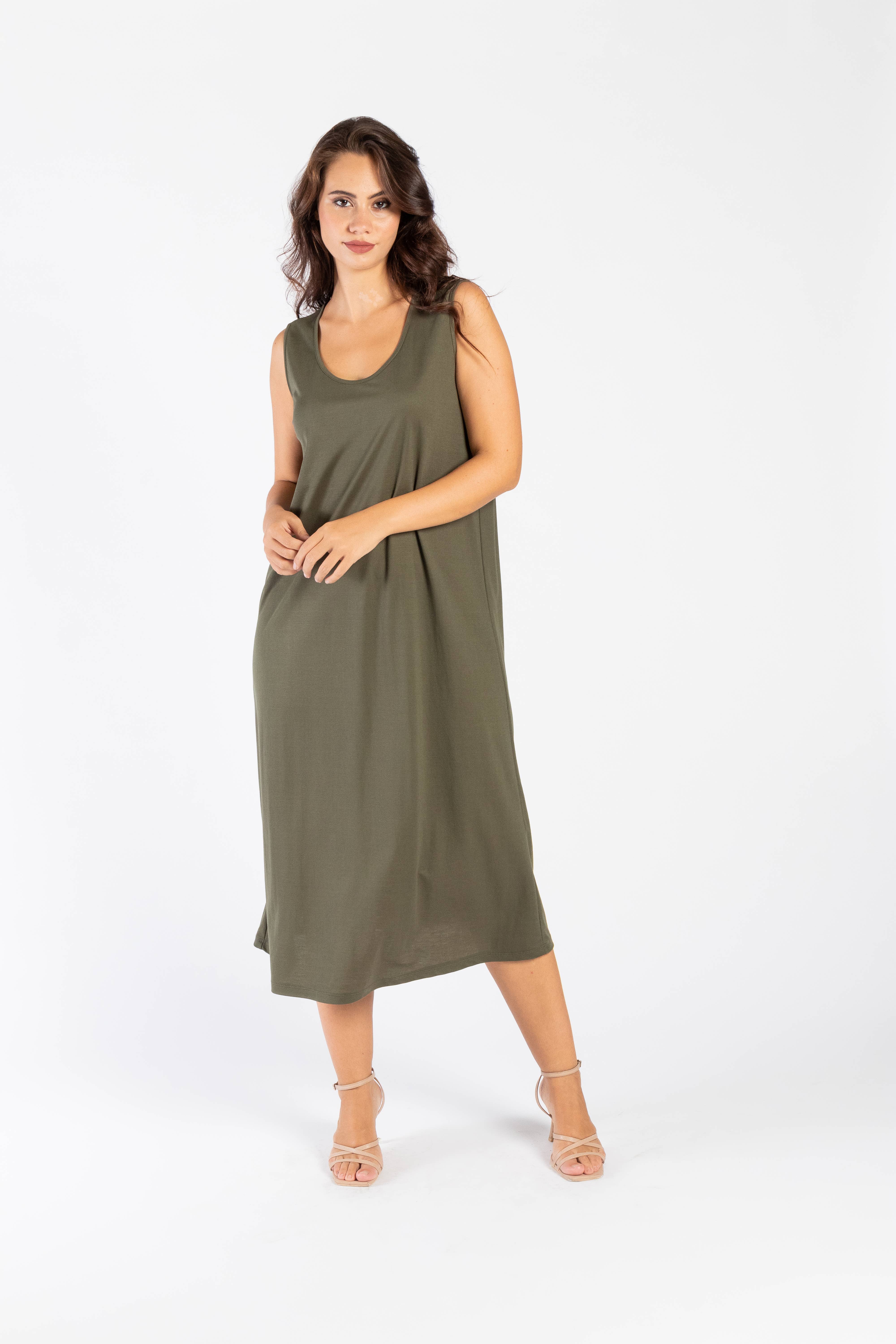 Clara G. - Wholesale Dress - Women's - CG91944/01 Sleeveless Solid Viscose Dress0