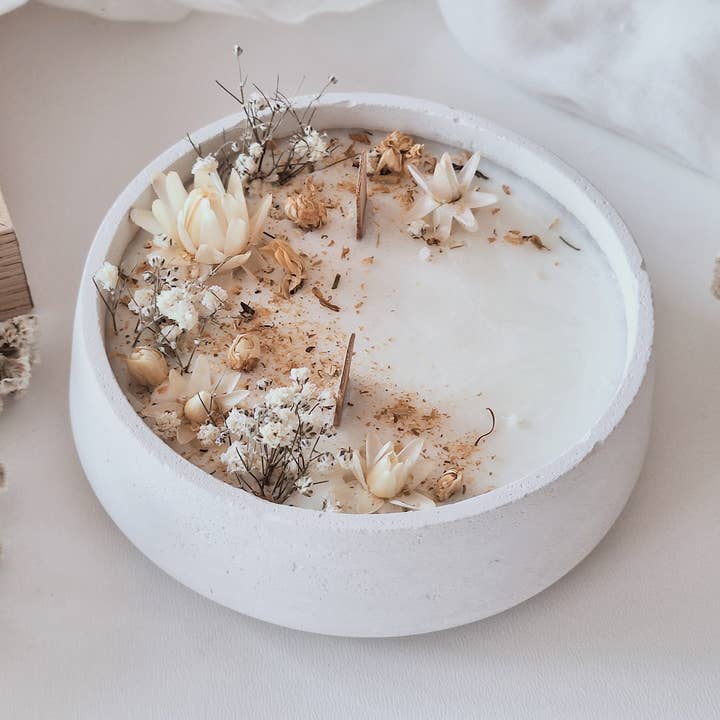 Your Nice Things - Candles - – Vela em jarro/copo por atacado – Vela floral de soja em frasco de cimento – Aroma floral0