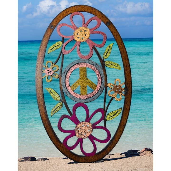 Whimsies - Wholesale Wall Accent - Peace Sign Wall Sign Flower garden hippie gift unique Impule
