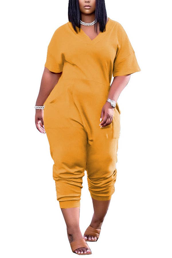 MB Fashion Wholesale - Vente Combinaison – femme - Combinaison sarouel décontractée à col en V et poches MB FASHION 8059R0