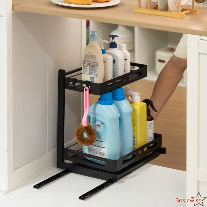 Quickway Imports - Wholesale Kitchen storage/organiser - Basicwise Adjustable Height Under Sink Pull-Out Organizer4