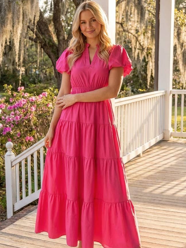 Solid Puffed Dress for wholesale by BEESON RIVER