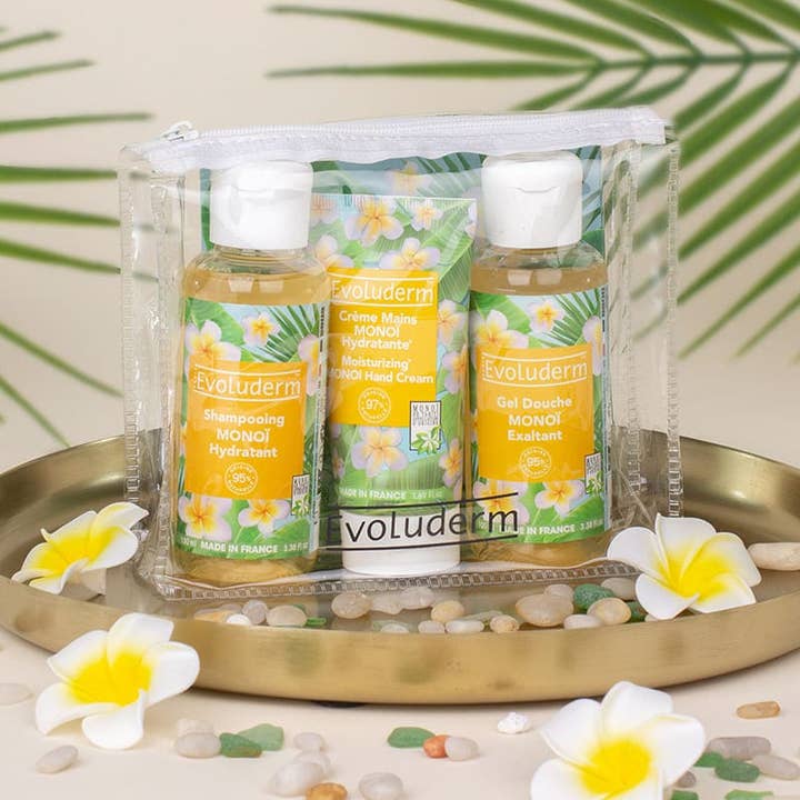 Evoluderm - Wholesale Bath & Body Set - Polynesian Getaway Body & Hair Monoi à La Folie + FREE Monoi Pouch9
