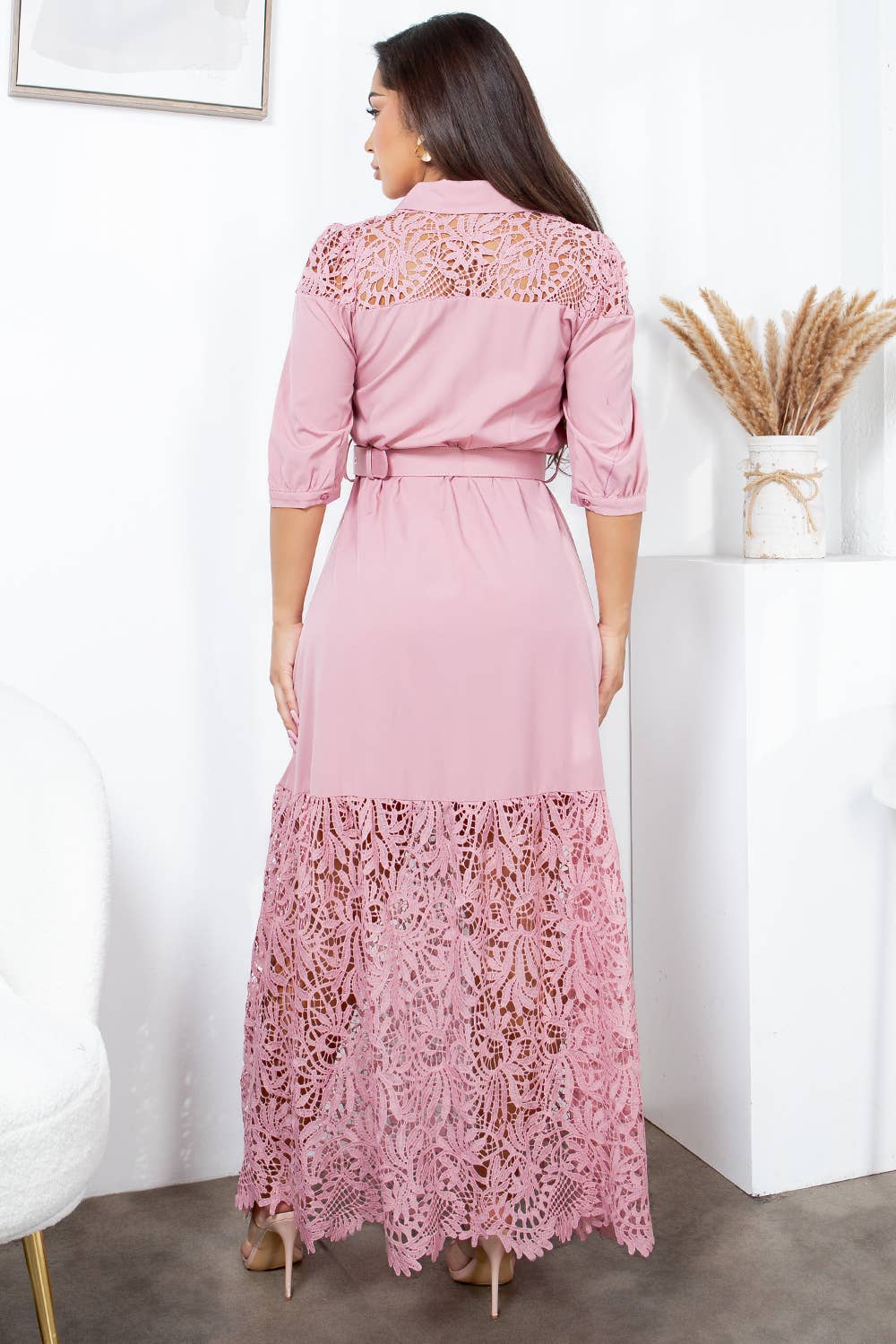 Fashion Space - Vendita all'ingrosso Vestito - Donna - Abito lungo elegante a maglia unita da donna14