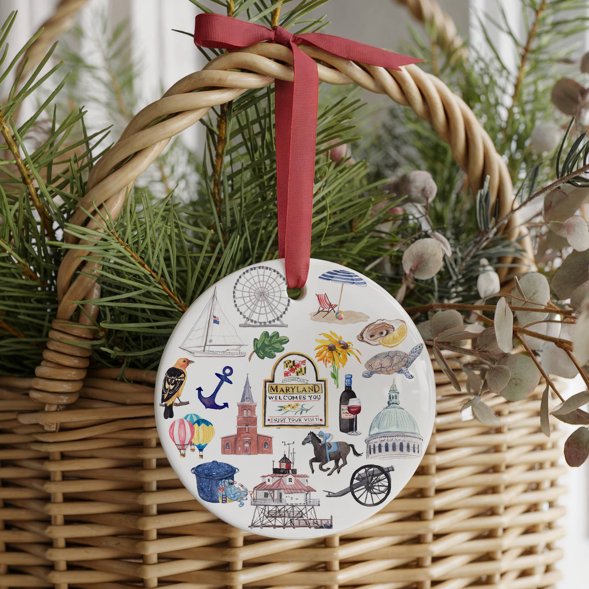 The Muddy Dog - Wholesale Ornament - Maryland Forever! Two Sided Ornament With Gift Box 1