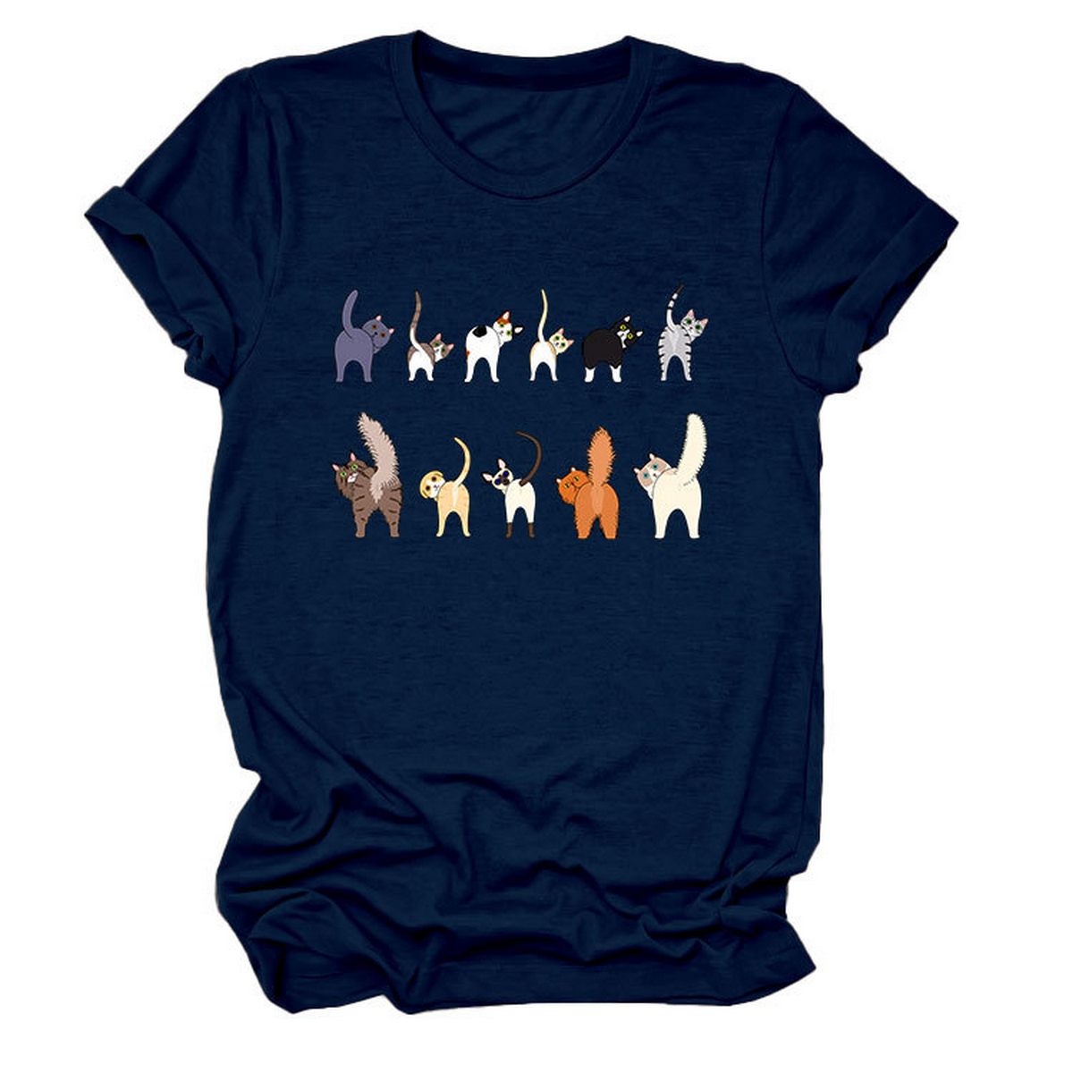 ACCITY - Wholesale T-Shirt (Graphic) - Unisex - Cute Cat Graphic Tee – 11 Cats Turn Around_CWTTS149515