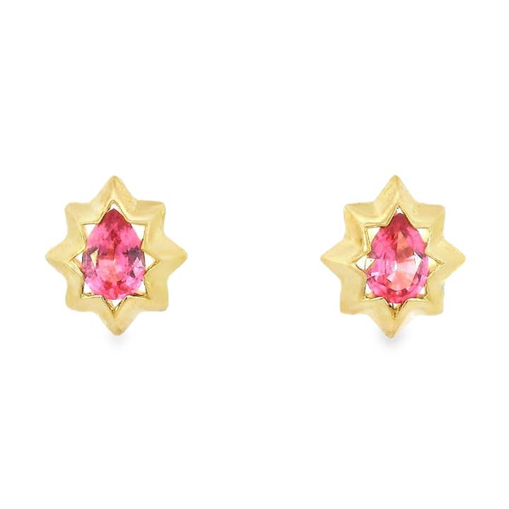Pink Spinel Starburst Stud Earrings for wholesale by Olivve