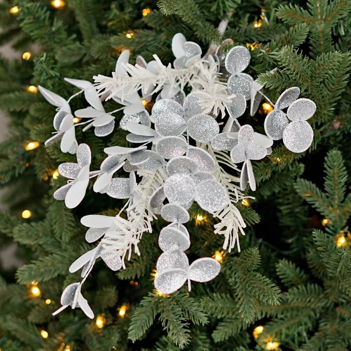 510505- 19in Spray-Glitter Silver White Mix Soft Touch Pines for wholesale by Holiday Depot Inc.