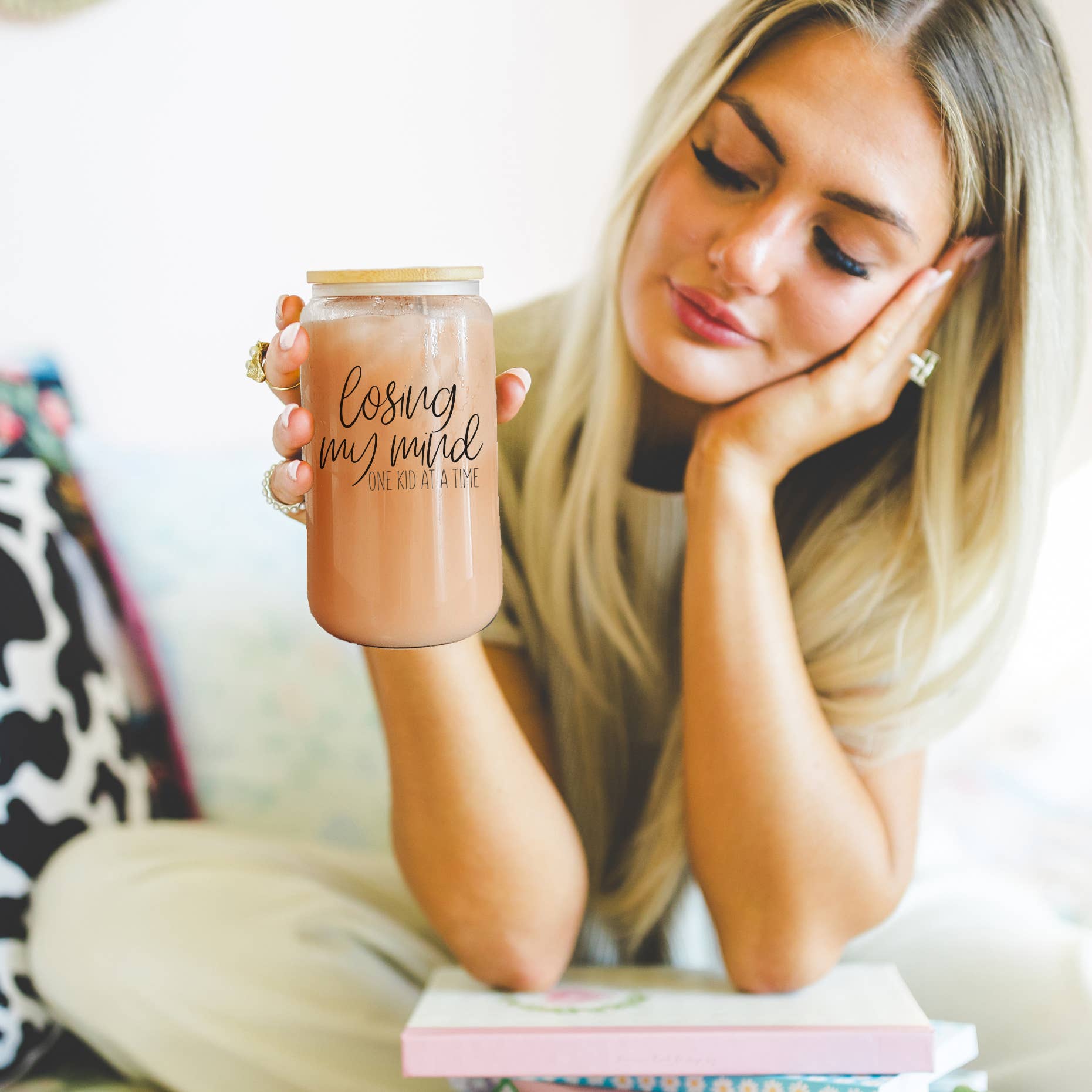 Gia Roma - Vente Verre/tasse - Tasses à café amusantes pour maman, tasse en verre avec couvercle et pailles en métal25
