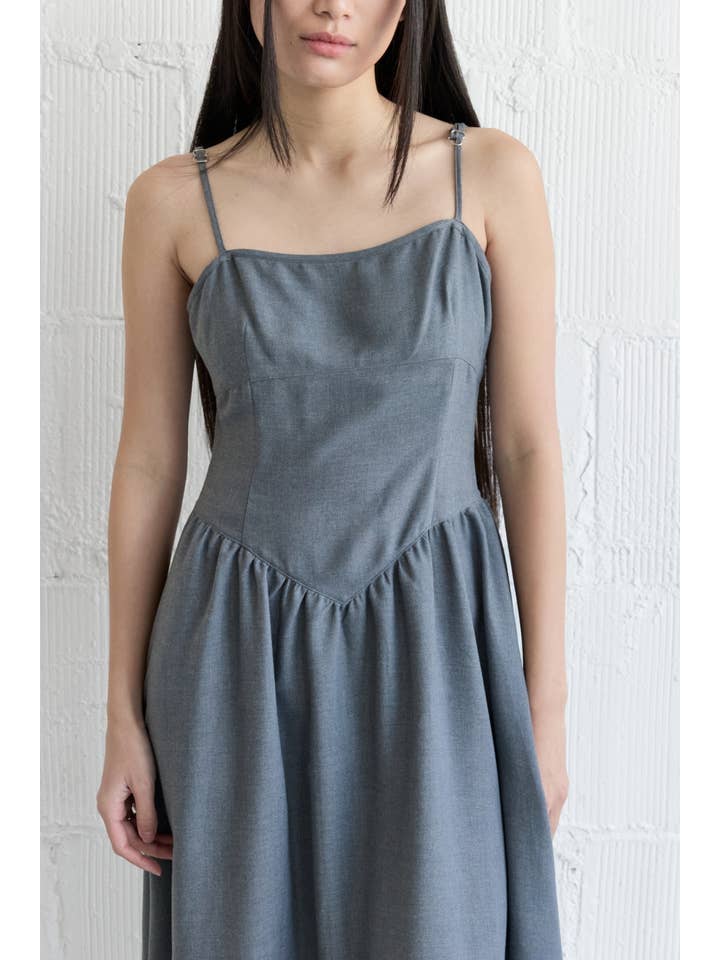 MOD REF - Wholesale Dress - Women's - The June Dress | Sleeveless Midi Dress with Basque Waist