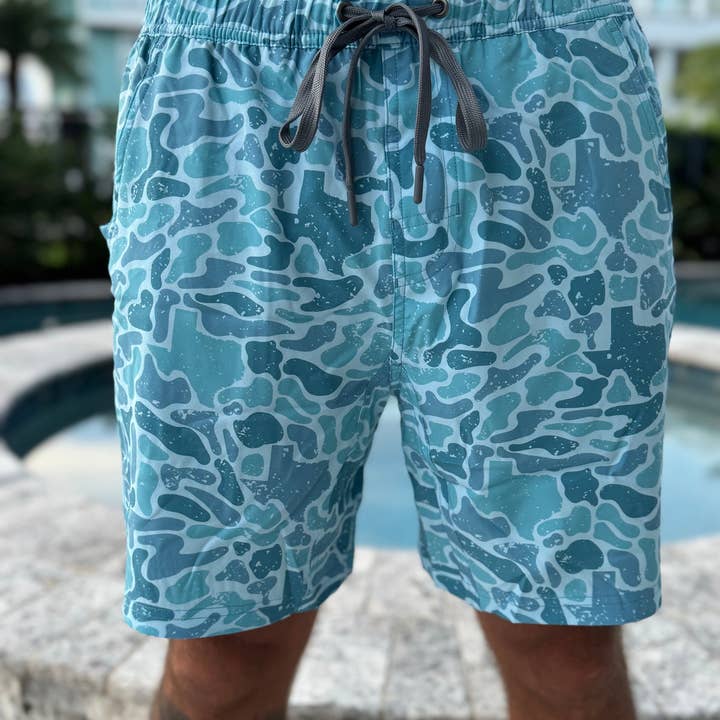 Texas Ocean Camo Athletic Shorts for wholesale by SALT WATER SOUL