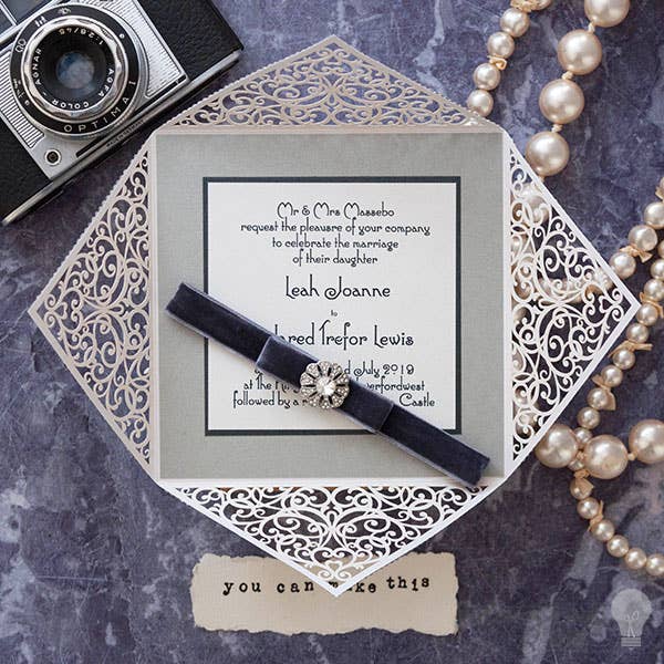 Imaginediy - Vendita all'ingrosso Biglietti di invito - Invito a nozze Corinne, bianco3