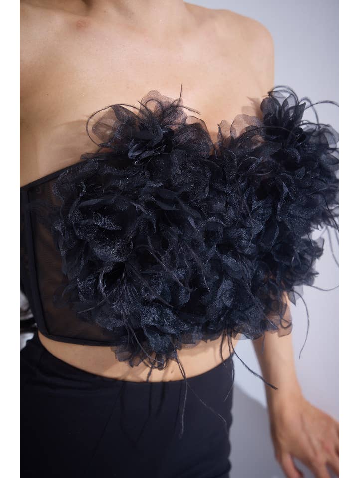 Black Floral Corset and Pants Set for wholesale on Faire