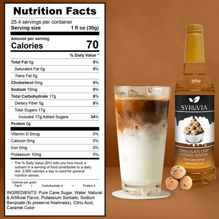 Syruvia - Wholesale Flavored Syrup - Chocolate Chip Cookie Dough Syrup