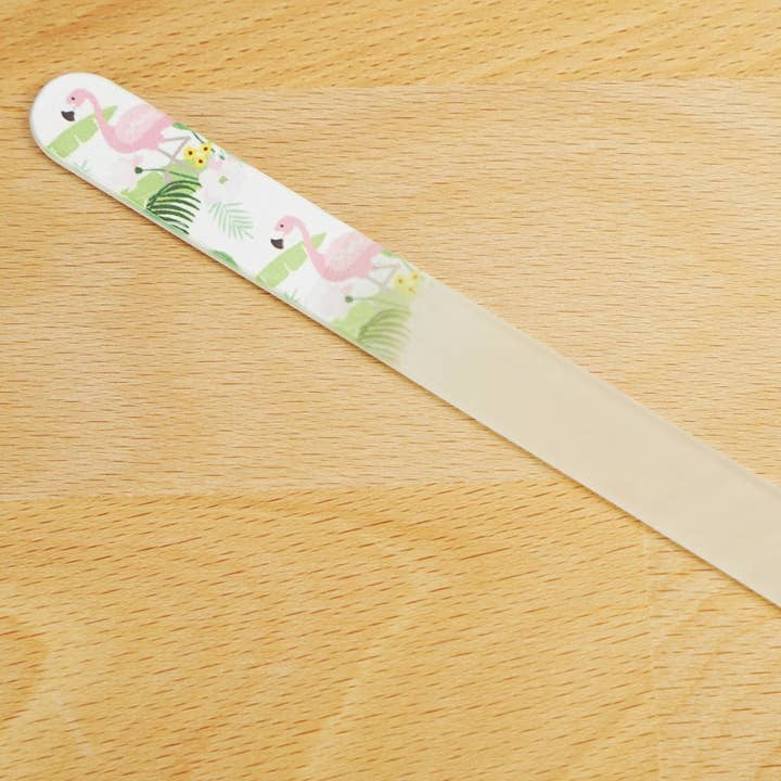 Fantasia R. Espig KG – wholesale Nail file – Glass file - double sided, etched in tempered glass Flamingo3