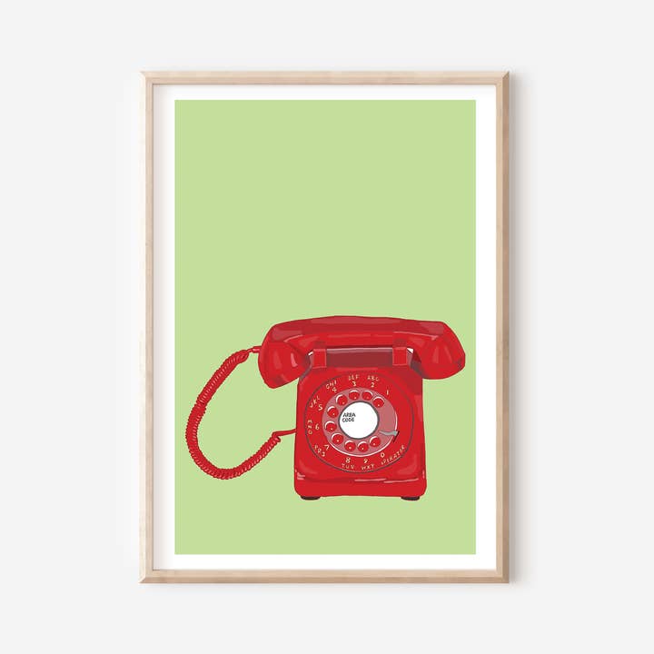 Stampa di Telefono Rotante Rosso | Decorazione da Parete Pop Art Retrò per la vendita all'ingrosso da parte di You've Got Pen On Your Face