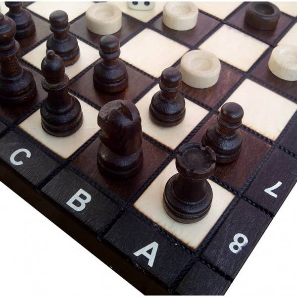 OriginalDesign – Jogo de tabuleiro por atacado – Conjunto de Xadrez de Madeira+Damas+Gamão Modelo 27x27 1421