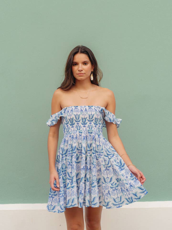 Maya Mini-Kleid - Tidal Palm für den Großhandel von Guava Lane