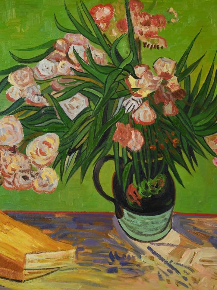 Majolica Jar with Branches of Oleander, 1888 for wholesale by La Pastiche