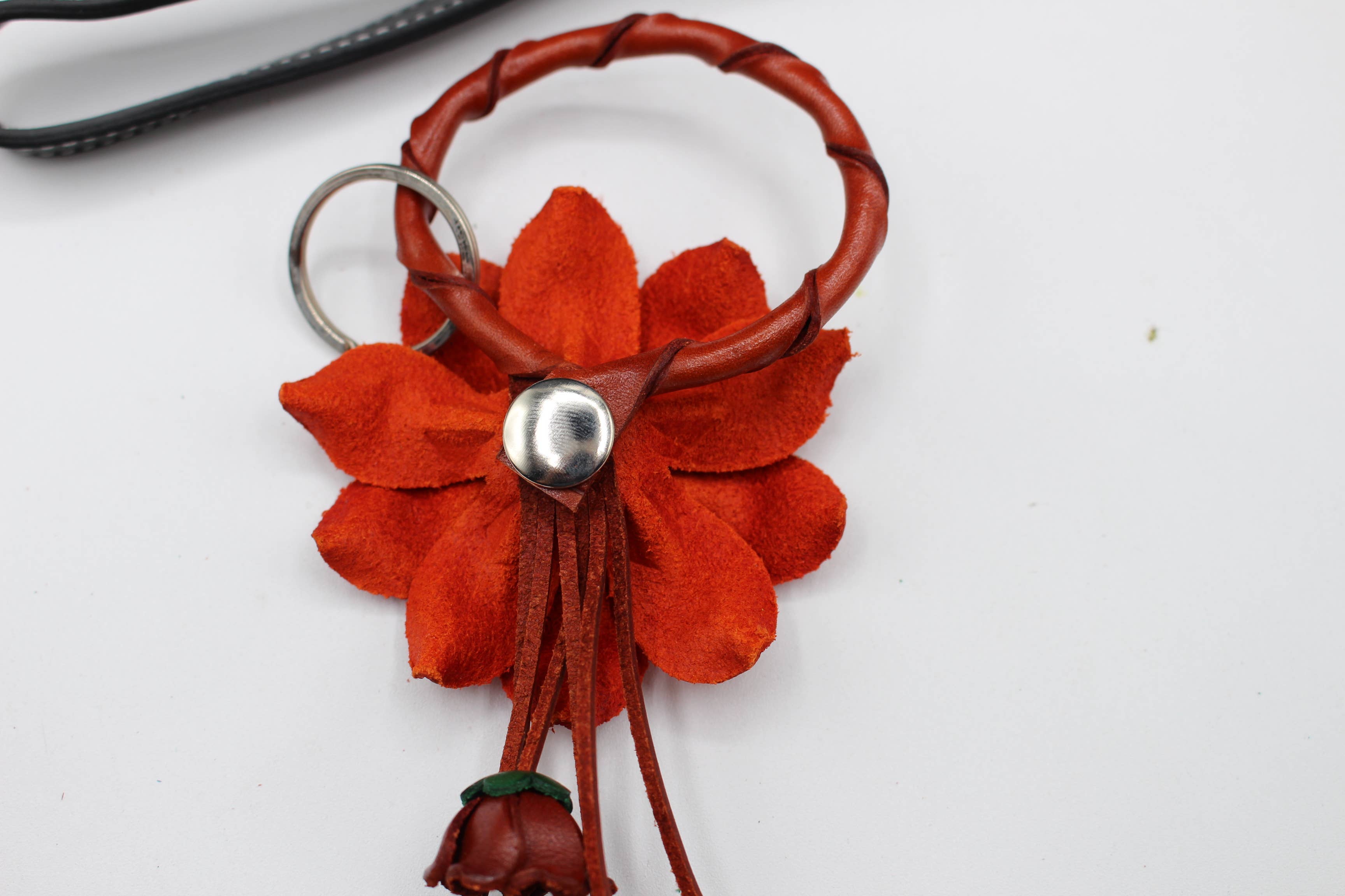 Sunflower Handmade leather inc - Wholesale Keychain - Women's - Leather flower key chain key purse bag charm8
