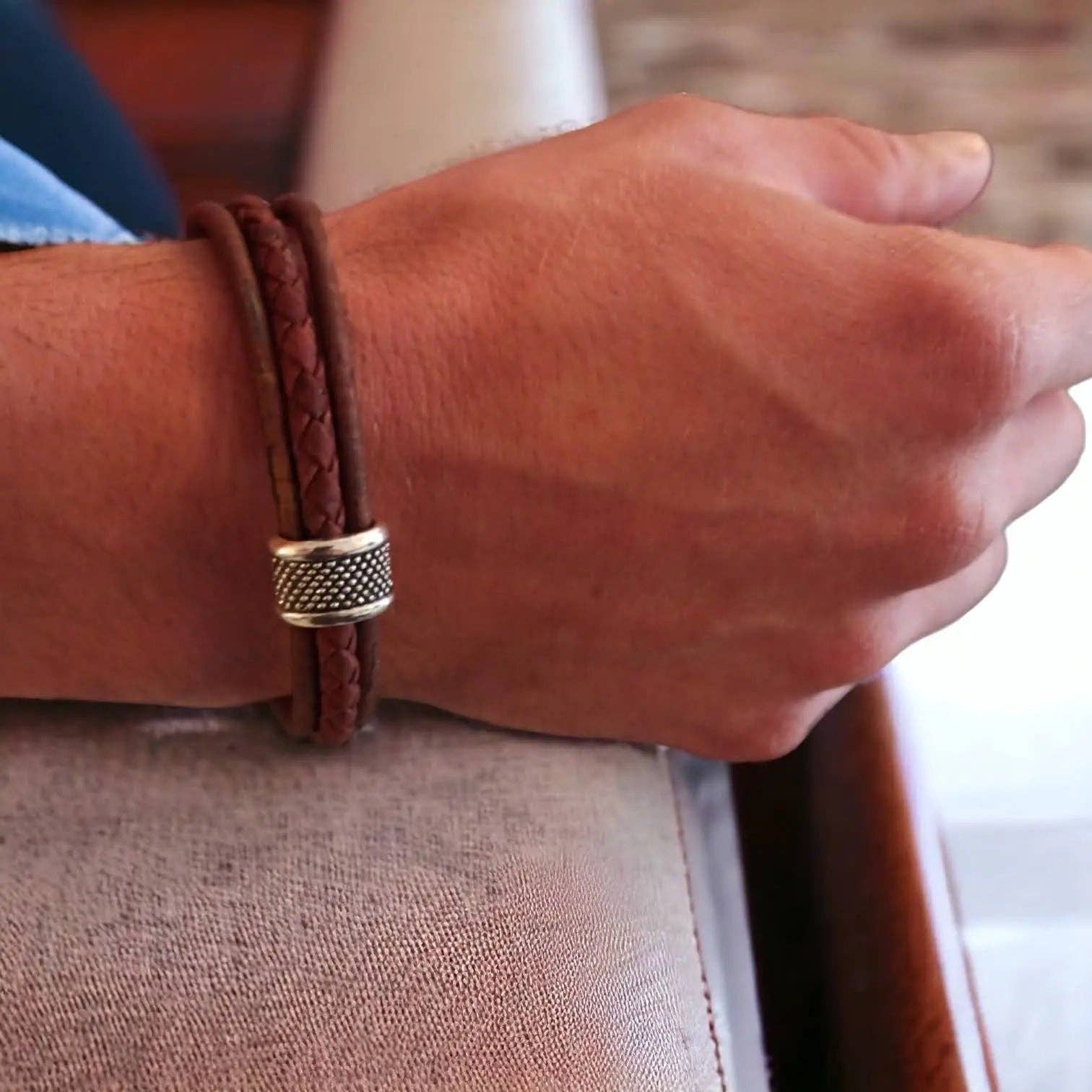 Karmyliege - Wholesale Jewelry - Men's - Fabien braided cork bracelet - Natural men's jewelry9