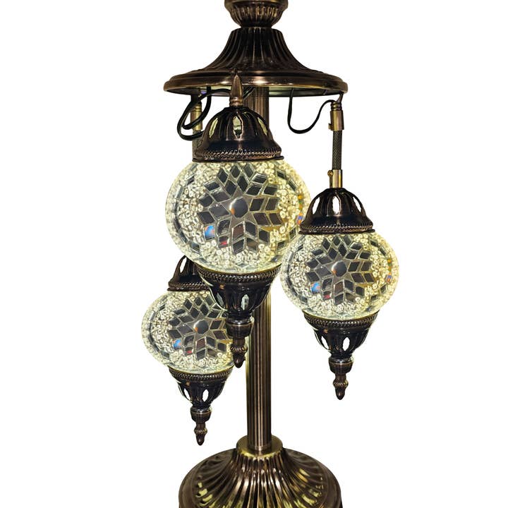 Lámpara de escritorio colgante de mosaico - Blanco, con 3 globos para venta al por mayor de Access by Mediterranean Concepts