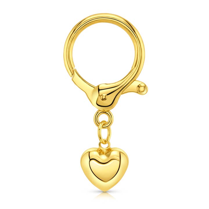 PUFFY HEART BAG CHARM, GOLD for wholesale by JEN HANSEN