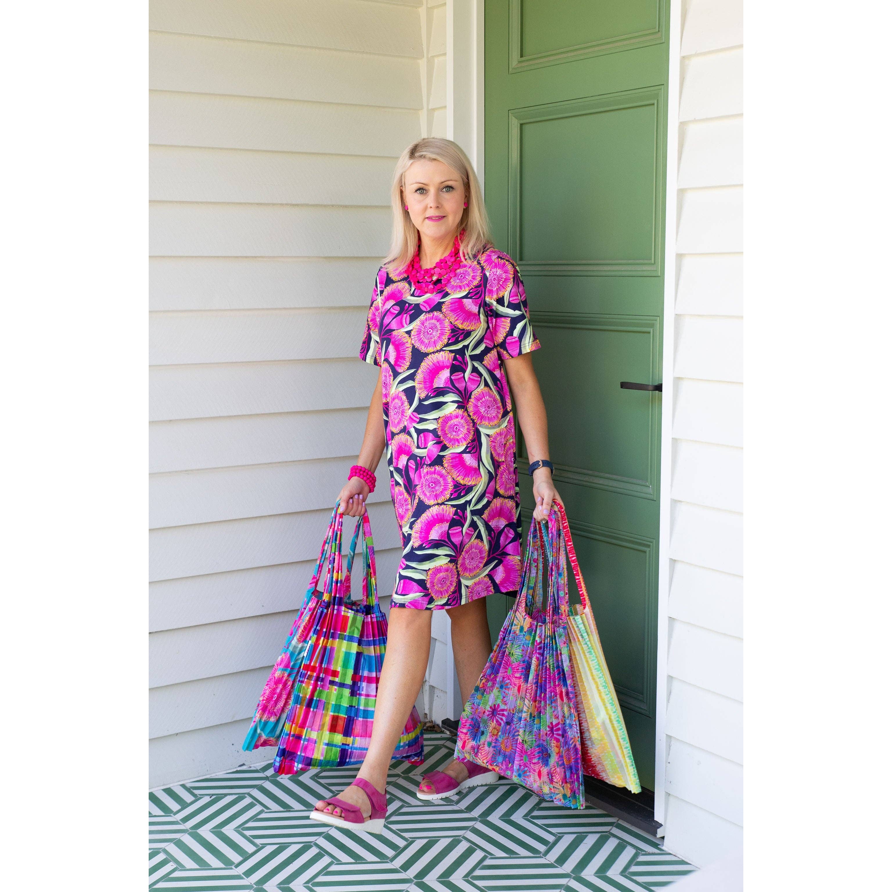 Lordy Dordie - Wholesale Tote Bag - Women's - Concertina Pleat Bag - Rainbow Gingham10