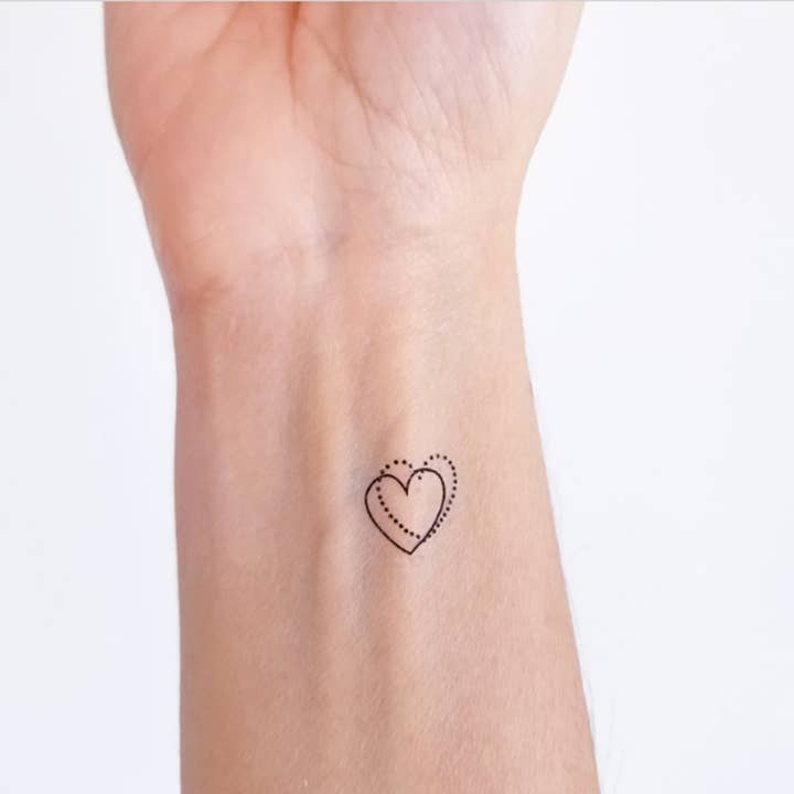 encredelicate - Wholesale Temporary Tattoo - double heart temporary tattoo (set of 6)1