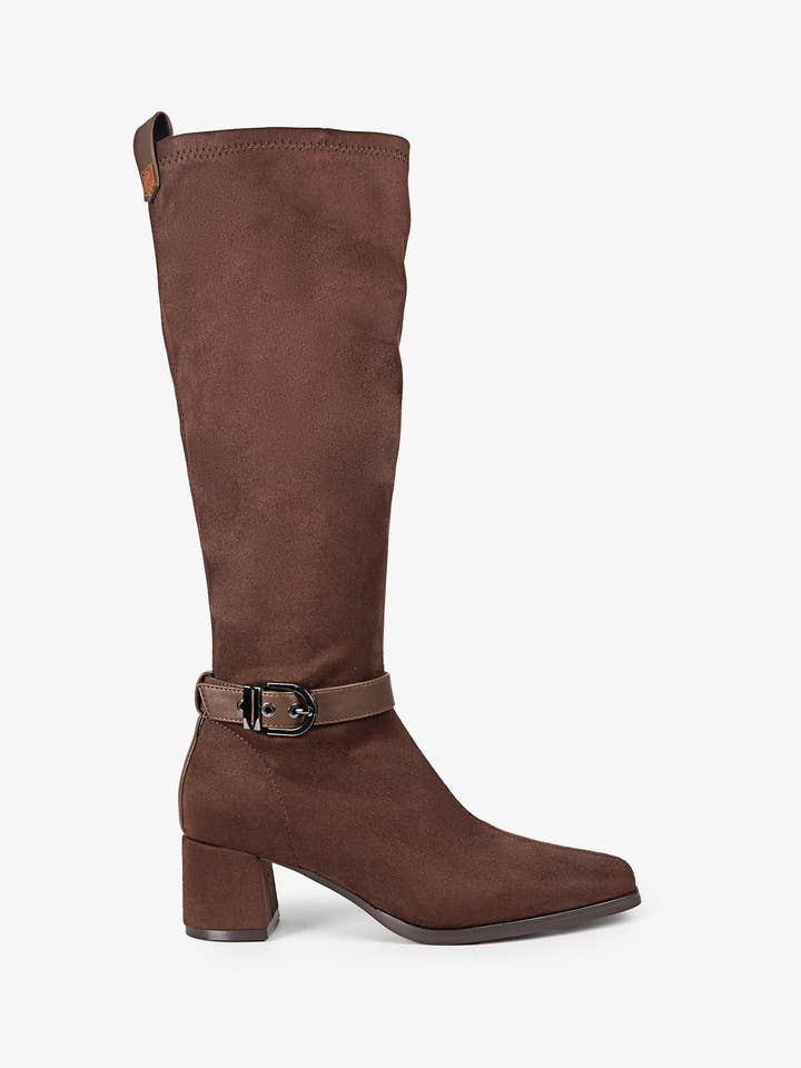 Brown Flare High Suede Boots for wholesale by POPA