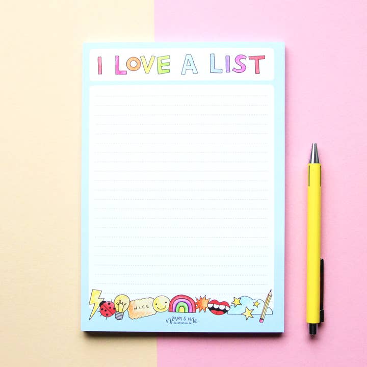 I Love A List A5 Magnetic Notepad for wholesale by Nova & Me