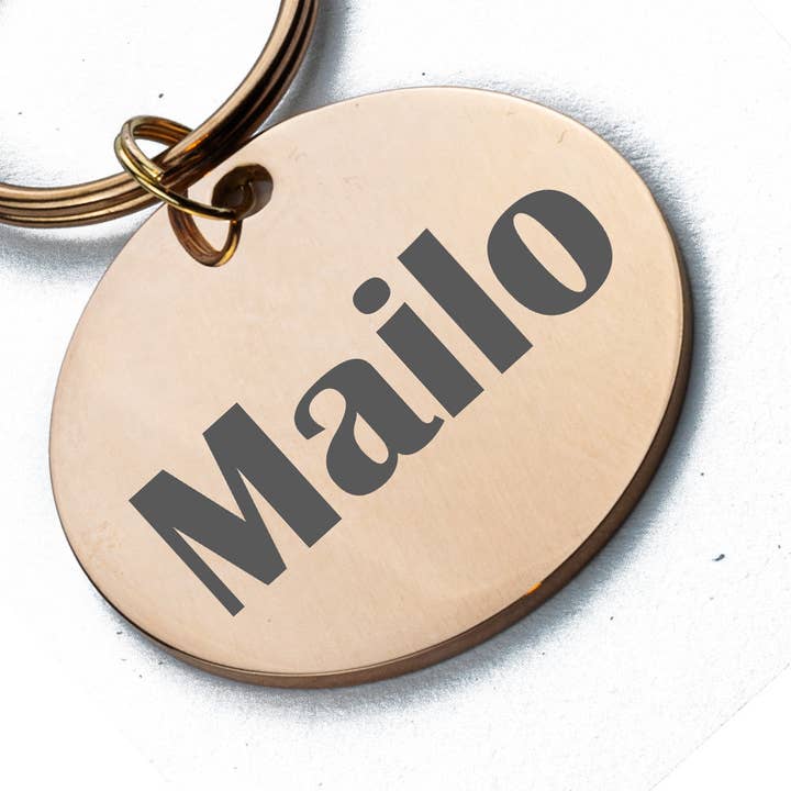 Personalisierte Marke aus Edelstahl mit Gravur , Rund , Rose-Gold für den Großhandel von Tierluxe