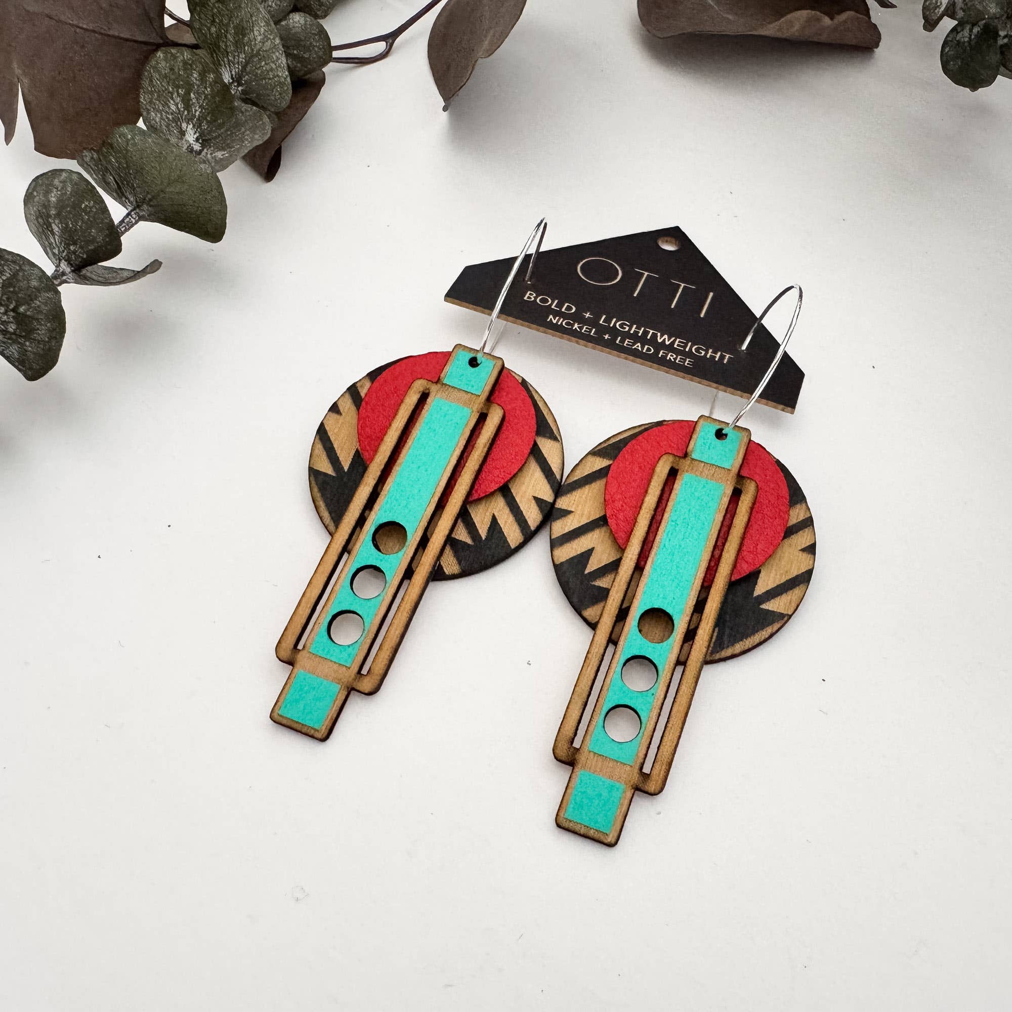 OTTI - Wholesale Dangle Earrings - Architectural Lightweight Leather+Birch earring: Wright SW3